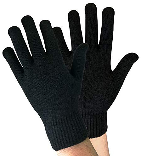 Sock Snob - Adult Mens Thin Knitted Winter Warm Magic Thermal Wool Gloves for Cold Weather (One Size, WG Black)