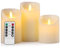 Aku Tonpa Flameless Candles Battery Operated Pillar Real Wax Flickering Moving Wick Electric LED Candle Set with Remote Control Cycling 24 Hours Timer, Pack of 3 (D:7.5cm X H:10, 12.5, 15cm)
