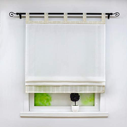 Joyswahl halbtransparentes Raffrollo mit Leinenoptik Raffrollo mit Schlaufen »Ulla« Fenster Schals Vorhänge BxH 100x140cm Taupe 1er Pack