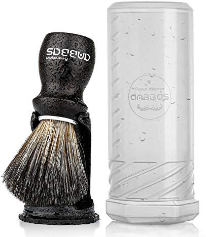 Anbbas Shaving Brush and Holder with Travel Case, Synthetic Badger Hair Ebony Handle Brush,3in1 Kit for Men