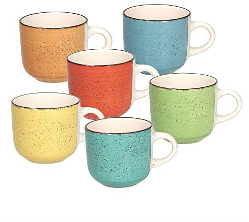 Tognana Louise Art & Pepper Frühstücksbecher im Set à 6 Stück, bunt, mit einem Volumen von 350 ml, aus Steinzeug