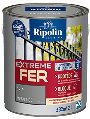 Ripolin - Farbe für Eisen außen – Glyzero, rostfrei, integrierte Grundierung, direkte Anwendung auf Rost – wetterfest, UV- und stoßfest – Metall – 2 l – Grau