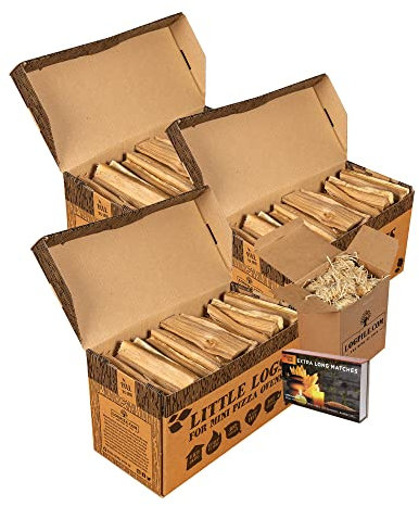 Logpile - Kiln Dried Oak Little Logs Starter Kit (1 set) | Perfect for Pizza Ovens, Fire Pits & Stoves | 15cm Mini Logs and Firelighters for Oak Wood-Fired Cooking | Quick Lighting & High Heat