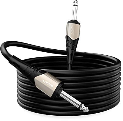 LEKATO Guitar Cable, 6.35mm 1/4 Jack to Jack Professional Instrument Cable, 3M /10Ft Noiseless Audio Guitar Lead, for Guitars, Bass, Keyboard, Amp (Black, Straight Plug, Clean Signal)
