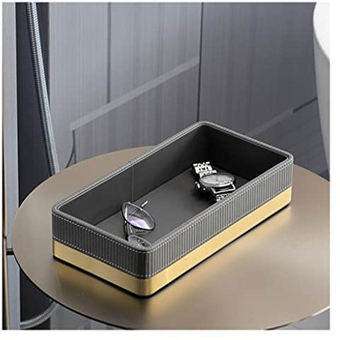 PEONTR Taschenleerer Leder – Mehrzweck-PU-Ledertablett Für Couchtisch, Schlafzimmer, Wohnzimmer, Schreibtisch, Bar Und Moderne Wohnkultur(Color:goldgrau)