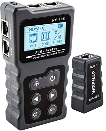Candeon Comprobador Cable de Red Probador POE, CAT5 CAT6 comprobador de Cable LAN Tester RJ45 Ethernet Cable Tester Rastreador de Cables Probador Ethernet POE Prueba de PoE