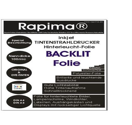 5x A4 BackLit Folie 160g /m² für Inkjet (Tintenstrahldrucker) 0,100mm – spezielle Hinterleucht – Folie zur Herstellung von Lampenschirmen Windlichtern Laternen Displays mit rückseitiger Lichtquelle