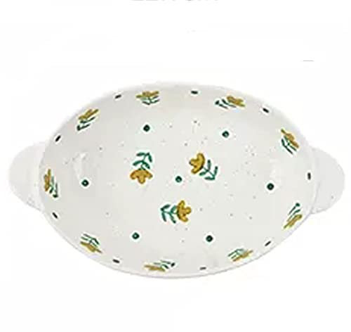LUCBEI Lasagnera Piatti da Forno in Ceramica, Due Orecchie da Forno in Ceramica Barbecue for Uso Domestico e Piatto for Pesce Piatto Speciale for Forno in Ceramica ad Alta Temperatura Teglie da Forno