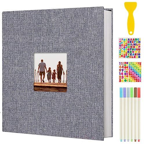 AIOR Album Fotos Autoadhesivo 40 Página, Album de Foto para Pegar y Escribir, DIY Scrapbook Album para Aniversario de Boda de Oro Cumpleaños Navidad para Mujer Novia Regalos (Gris)