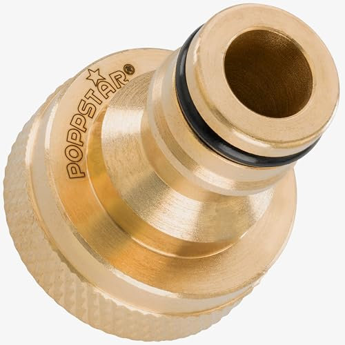 Poppstar Connettore rapido per rubinetto in ottone Filetto interno 3/4 di pollice e innesto rapido per tubo da giardino (compatibile con sistema a incastro Gardena)