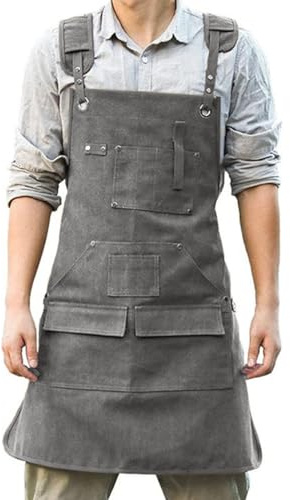 Gaf Nuncew Schweißerschürze aus Leder für Männer - Robuste Grillschürze mit Werkzeugtaschen, hoher Hitzebeständigkeit & Nackenschutz - Arbeits-Schürze für Schmied, Schweißer, Grillmeister