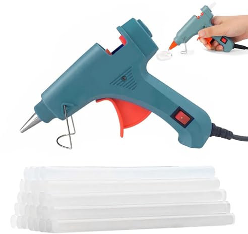 Mini Pistola per Colla a Caldo,Pistola Colla a Caldo Professionale,Pistola per Colla a Caldo,30W con 30 Stick,Per fai da te e manutenzione rapida di piccoli artigianato a casa e a scuola,Verde