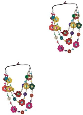 WRITWAA 2st Frauen Halskette Boho-halsketten Boho-perlen Böhmische Halskette Perlenkette Muschelperlen Kreisperlen Damen Schlüsselbeinkette Muschelketten Runde Perlen Schmuckperlen Bambus
