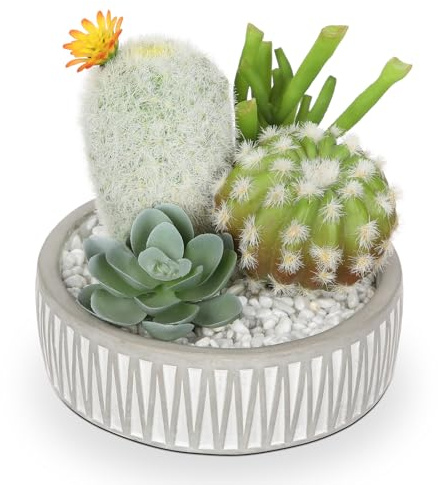 Oairse Kunstpflanze Kaktus im Blumentopf Sukkulenten Künstlich Mini Dekorative Faux Sukkulenten im Topf für Home Office Raumdekoration, Badezimmer/Wohnkultur DIY Hausdekoration