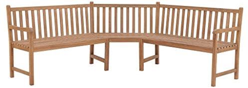 TEHTX7 Garten-Eckbank 185x185x90 cm Massivholz Teak für Gärten im Freien auf Terrassen