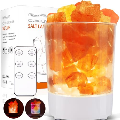 FORALES Himalayan Music Salt Lamp, Natural Crystal Salt Rock Lamp, Colorful Night Lights with Dimmer Sleep Aid, Aromatherapy Decompression, Music Light Gift for Loved Ones