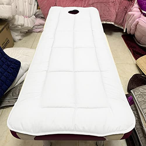 Baumwoll-Matratzenauflage mit Massageliege, Kopfstütze, weiches Schwammpolster für Spa, Wimpernbett, Weiß, 180 x 190 cm