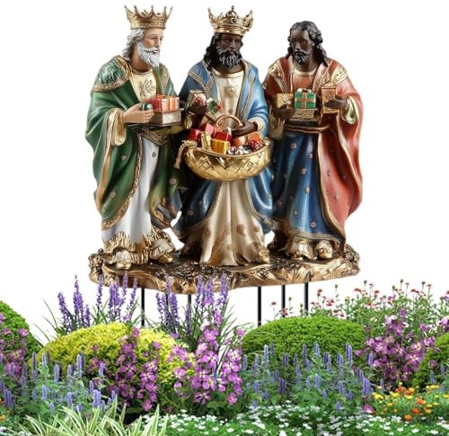 Pieux de jardin pour Noël | Poteaux de jardin décoratifs | Poteaux de jardin de crèche en acrylique | Art de la cour | Accessoires de Noël, résistants à l'usure et à l'eau Décorations de chemin pour