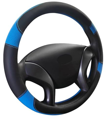 Lenkradbezug Leder, Lenkradschutz in Universal Größe 37-39 cm, Autozubehör Innenraum, Atmungsaktiver, Rutschfester und Geruchsneutraler Auto Lenkradbezug