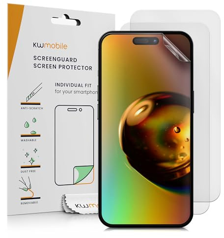 kwmobile Set of 3 Screen Protectors Compatible with Apple iPhone 16 - Anti-Glare Anti-Fingerprint Display Films - Matte