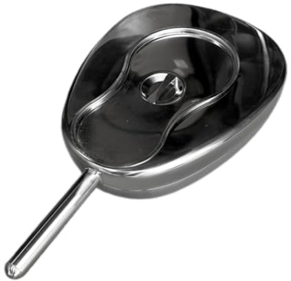 predolo Bettpfanne aus Edelstahl mit Griff, große Kapazität, verdickte tragbare Bettpfanne, Pinkelbehälter für bettlägerige ältere Menschen, mit Deckel