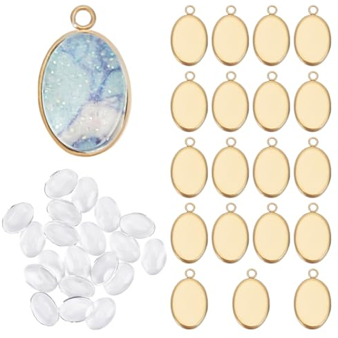 HOBBIESAY Rohlinge Anhänger Mit Foto LünettenfassungenTabletts Foto Charms Cabochons Rohlinge Anhänger Cabochon Fassungen Aus Edelstahl Für Die Schmuckherstellung