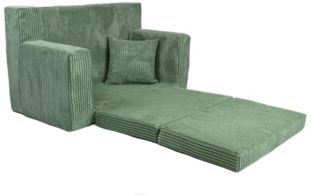 FORTISLINE Kindersofa ausklappbar aus Cord 83x47x43 cm - Kindercouch mit Liegefläche 112 cm, Kinderzimmer Sofa mit Kissen, Abnehmbarer waschbarer Bezug, Oeko-TEX Standard 100