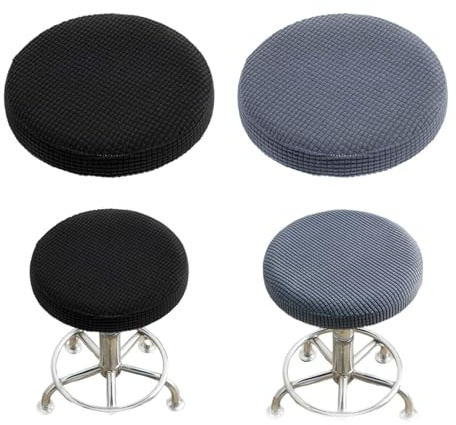 2 Stück Stretch Stuhlbezug Hockerbezug, Durchmesser: 30-40cm Rund, Schonbezüge für Barhocker, Staubdicht, Elastischer Hockerbezug
