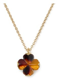 kate spade new york, Women's, Brass, Mini Pendant Necklace, Tortoise, Acetate, Adult, Spade Flower, No Gemstone, Lobster Clasp, 2.91g