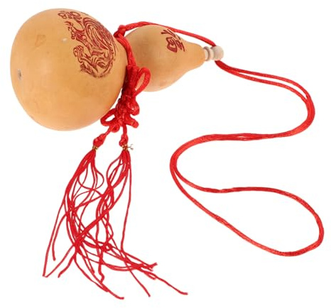 MAGICLULU Handmade Chinese Gourd Figurine Wood Decorative Sculpture Hanging Decor Tassel for Living