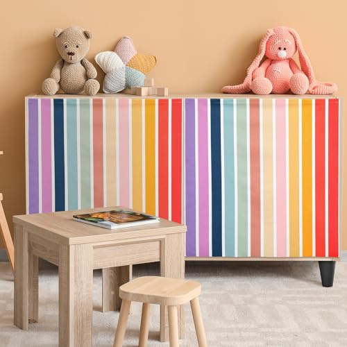 HunnmingRe 6 Pcs Classroom Cabinet Curtains for Shelves 24.02 x 24.61 Inch Self Adhesive Curtains for Bookshelf School Kindergarten Daycare Primary School Classroom Playroom (Boho)