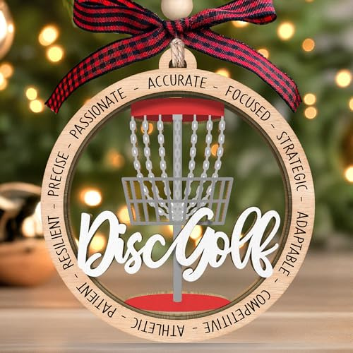 MAPDTWO Disc Golf Ornament - Disc Golf Ornaments for Christmas Tree, Golfer Christmas Ornaments - Frisbee Golfers Gifts for Him, Men, Husband, Lovers - Disk Golfer Gifts - 2 Layered Wood Ornament 2025