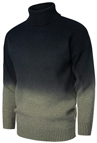 Pull Col Roulé Homme Cotton Pull Chaud, Pullover en Tricote Manches Longues Pulls en Laine LéGèRe MéLangé Sweater Camionneur Chaud Coupe AjustéE Basique Accueil Mi Saison