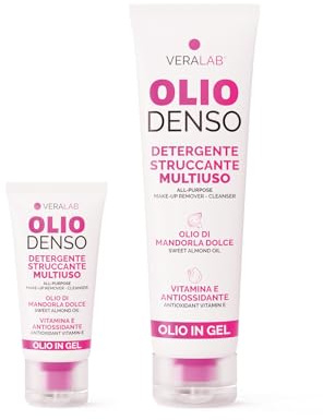 Veralab Kit Olio Denso Travel + Full Size, Olio Detergente Struccante ad Azione Antiossidante e Illuminante, Formato Viaggio 30ml + Full Size 150ml