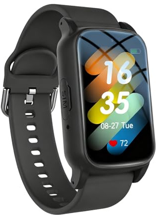 CUSTOMRUNNER Reloj Inteligente con Detección de Caídas para Personas Mayores, Rastreador GPS y Alerta Sos, Videollamada 4G HD, Resistente Al Agua, Ideal para Demencia/Alzheimer(Black)