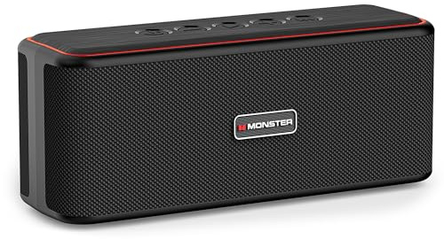 Monster Shock Plus Bluetooth Speaker, Portable Speaker with 30W Loud Stereo Sound, Bluetooth 6.0, TWS Pairing, 15H Playtime, Support AUX/TF Card, IPX6 Waterproof Wireless Speakers for Outdoor, Home