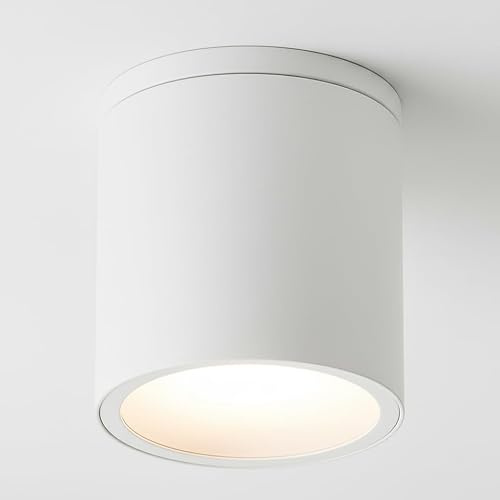 maolo Faretto da Esterno LED GU10 IP54 Impermeabile | Applique da Soffitto per Terrazze Ingressi Porticati | Design Moderno in Alluminio Ø90x94mm | Lampadina Non Inclusa (Bianco, Cilindro)
