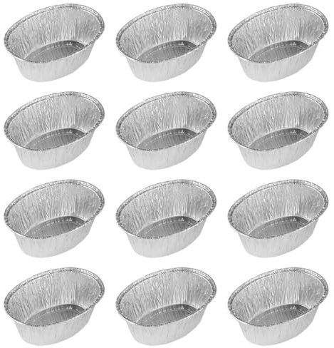 Mipcase 125 pezzi Ciotole Usa e Getta Ovali in Alluminio da Vaschette per Forno e Barbecue Monoporzione Resistenti e Impilabili per Cottura Arrosti e Asporto Pasti