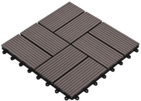 Bad Fliesen überkleben,Terrassenfliesen 6 Stk. WPC 60x30 cm 1,08 m² Braun,Bodenbeläge für Wohnzimmer Schlafzimmer Flur