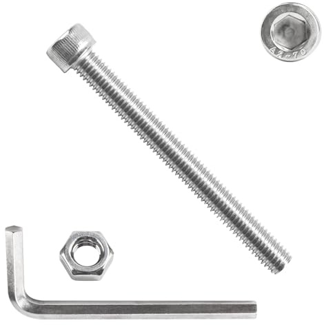 15 piezas Juego de tornillos M8, juego de tornillos de cabeza cilíndrica M8x80mm, juego de tornillos cilíndricos con tuercas de hexagonal interior, juego de tornillos roscados de acero inoxidable
