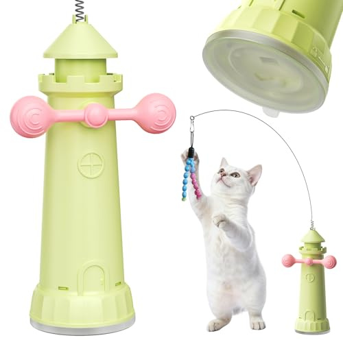 Bobcow Interactive Cat Toy for Self-Employment, Cat Intelligence Toy with | hanging cat stick toy for floor door window cat wheels self playing enrichment toy for