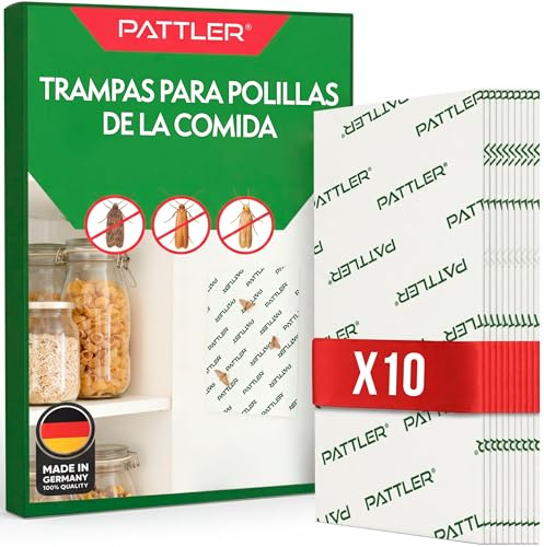 PATTLER Trappole Antitarme Alimentari del Cibo – Set da 10. Trappole Anti Tarme Adesive con Feromoni per Farfalline del Cibo. Protegge la Dispensa in Modo Facile e Sicuro. Made in Germany.