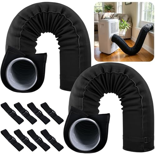 2 cubiertas de manguera de 150 x 50 cm para aire acondicionado portátil, cubierta de manguera de CA, lavable para aire acondicionado, cubierta de manguera aislada para 5 pulgadas y 5,9 pulgadas de