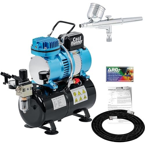 Master Airbrush Master Performance G22 Airbrushing System Kit med Master TC-20T kompressor med lufttank, luftslang och G22 Dual-Action gravitationsmatning Airbrush
