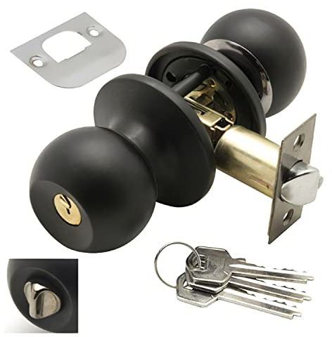 WOLFPACK LINEA PROFESIONAL - Pomo Puerta Con Llave Con Condena Negro Para Entrada