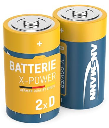 Ansmann X-Power Alkaline Batterie Mono D LR20 Longlife Alkalibatterie für extrem hohen Strombedarf (2er Pack), Schwarz, 2 Stück