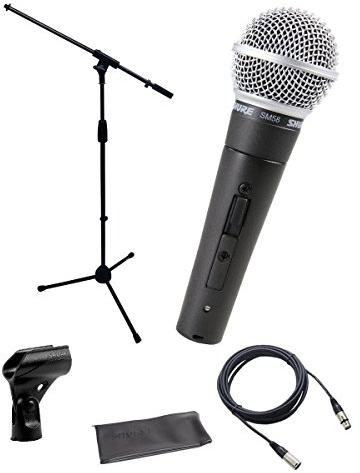 Shure SM58-S - Paquete de micrófono con Interruptor de Encendido/Apagado, Clip y Bolsa, Soporte para micrófono y Cable XLR