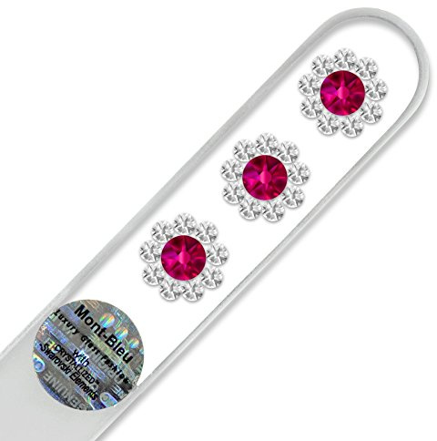 Glasnagelfeile von Hand dekoriert mit Swarovski Elements, geliefert in einer Hülle aus schwarzem Samt - Echtem gehärteten Glas aus Tschechien