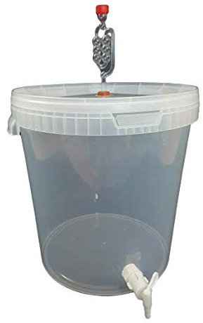 sil2018 Kompletter Gärbehälter für Bier oder Wein mit Ablasshahn und Gärröhrchen kostenlose Fass Gäreimer Eimer Gärfass 33L Hahn Gute Qualität