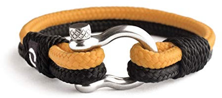 Mens Rope Bracelet - Stainless Steel Silver Shackle, Extremely Durable and Scratch Resistant Waterproof Paracord, Handmade, Nautical Wristband for Men, 9 5 inch, Rope
